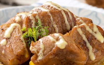 Recetas 5 Fritadina con salsa mostaza y miel y ají de chochos